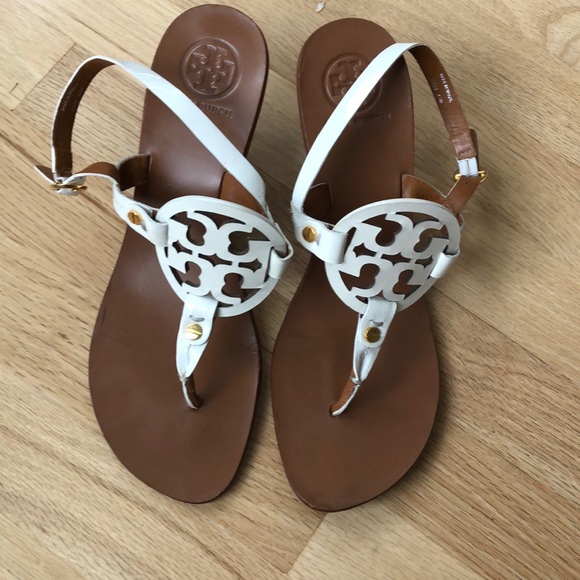 Tory Burch Shoes - Tory Burch Miller White Patent Logo Heel Strap 8.5